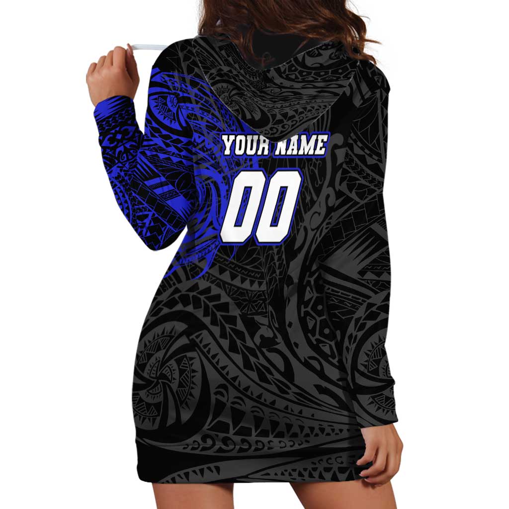 Personalized Canterbury-Bankstown Bulldogs Hoodie Dress Polynesian Tribal Chest and Sleeve Tattoo