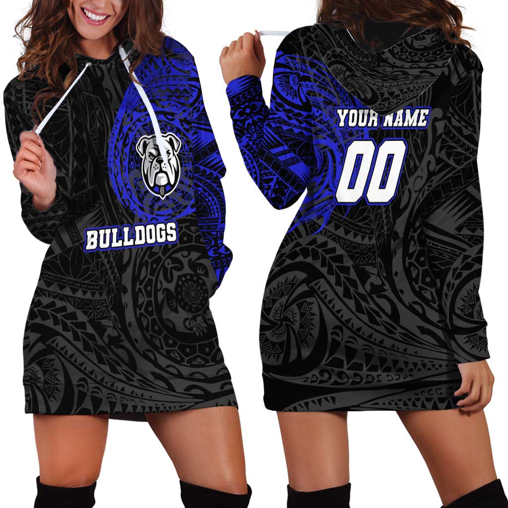 Personalized Canterbury-Bankstown Bulldogs Hoodie Dress Polynesian Tribal Chest and Sleeve Tattoo
