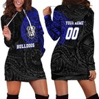 Personalized Canterbury-Bankstown Bulldogs Hoodie Dress Polynesian Tribal Chest and Sleeve Tattoo