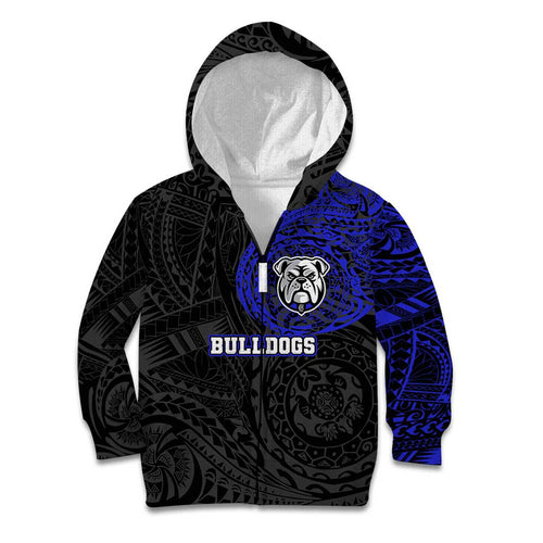 Personalized Canterbury-Bankstown Bulldogs Kid Hoodie Polynesian Tribal Chest and Sleeve Tattoo