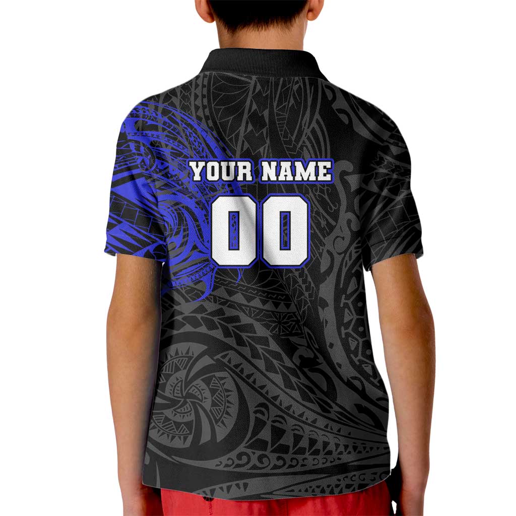 Personalized Canterbury-Bankstown Bulldogs Kid Polo Shirt Polynesian Tribal Chest and Sleeve Tattoo