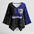 Personalized Canterbury-Bankstown Bulldogs Kimono Sleeve Blouse Polynesian Tribal Chest and Sleeve Tattoo