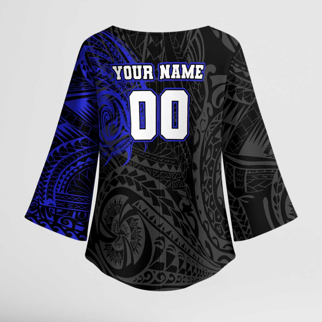 Personalized Canterbury-Bankstown Bulldogs Kimono Sleeve Blouse Polynesian Tribal Chest and Sleeve Tattoo