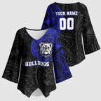 Personalized Canterbury-Bankstown Bulldogs Kimono Sleeve Blouse Polynesian Tribal Chest and Sleeve Tattoo