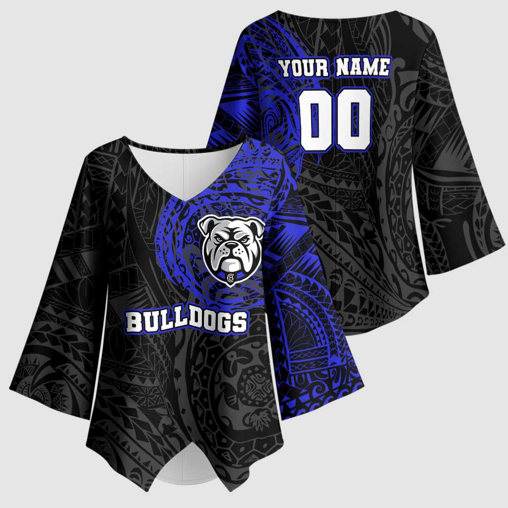 Personalized Canterbury-Bankstown Bulldogs Kimono Sleeve Blouse Polynesian Tribal Chest and Sleeve Tattoo