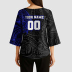 Personalized Canterbury-Bankstown Bulldogs Kimono Sleeve Blouse Polynesian Tribal Chest and Sleeve Tattoo