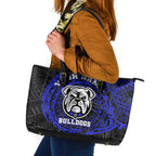 Personalized Canterbury-Bankstown Bulldogs Leather Tote Bag Polynesian Tribal Chest and Sleeve Tattoo