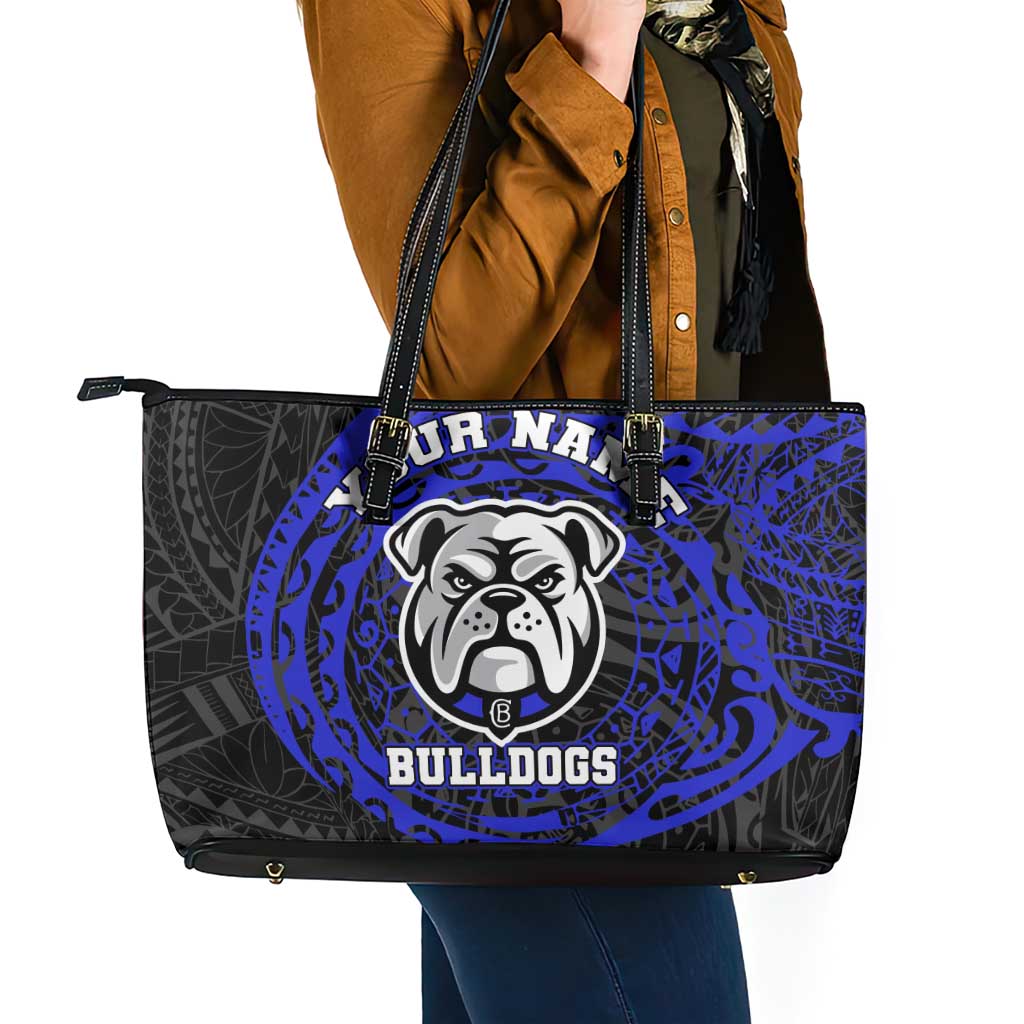 Personalized Canterbury-Bankstown Bulldogs Leather Tote Bag Polynesian Tribal Chest and Sleeve Tattoo