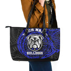 Personalized Canterbury-Bankstown Bulldogs Leather Tote Bag Polynesian Tribal Chest and Sleeve Tattoo