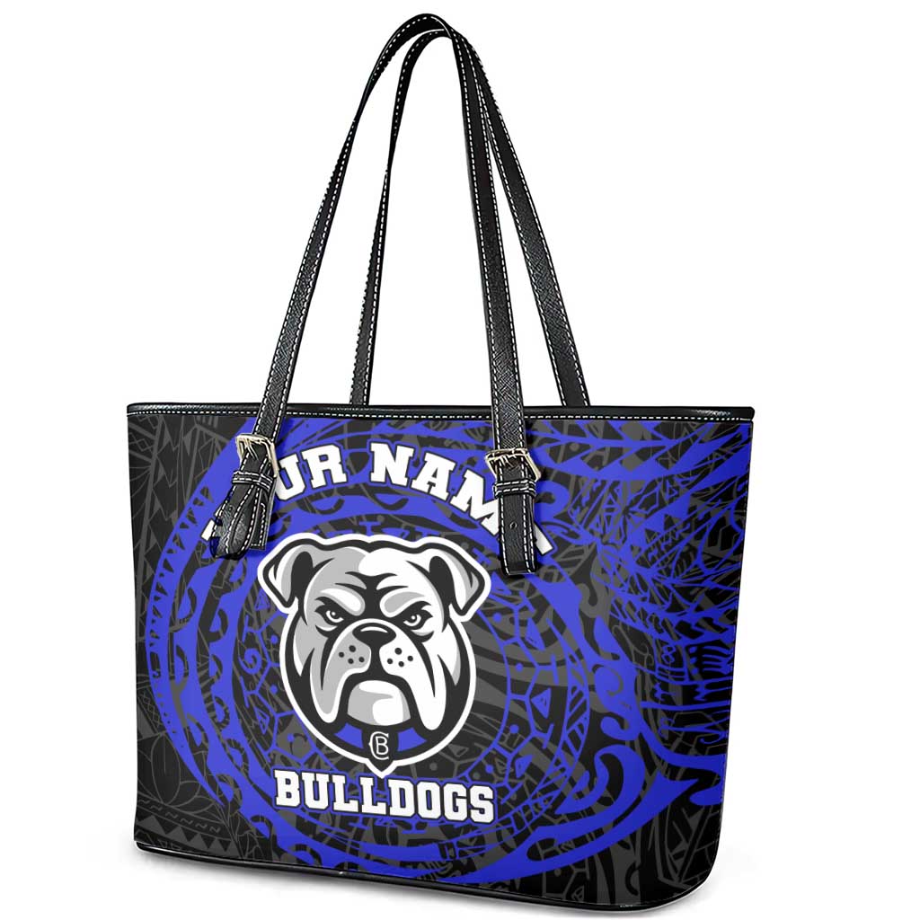 Personalized Canterbury-Bankstown Bulldogs Leather Tote Bag Polynesian Tribal Chest and Sleeve Tattoo