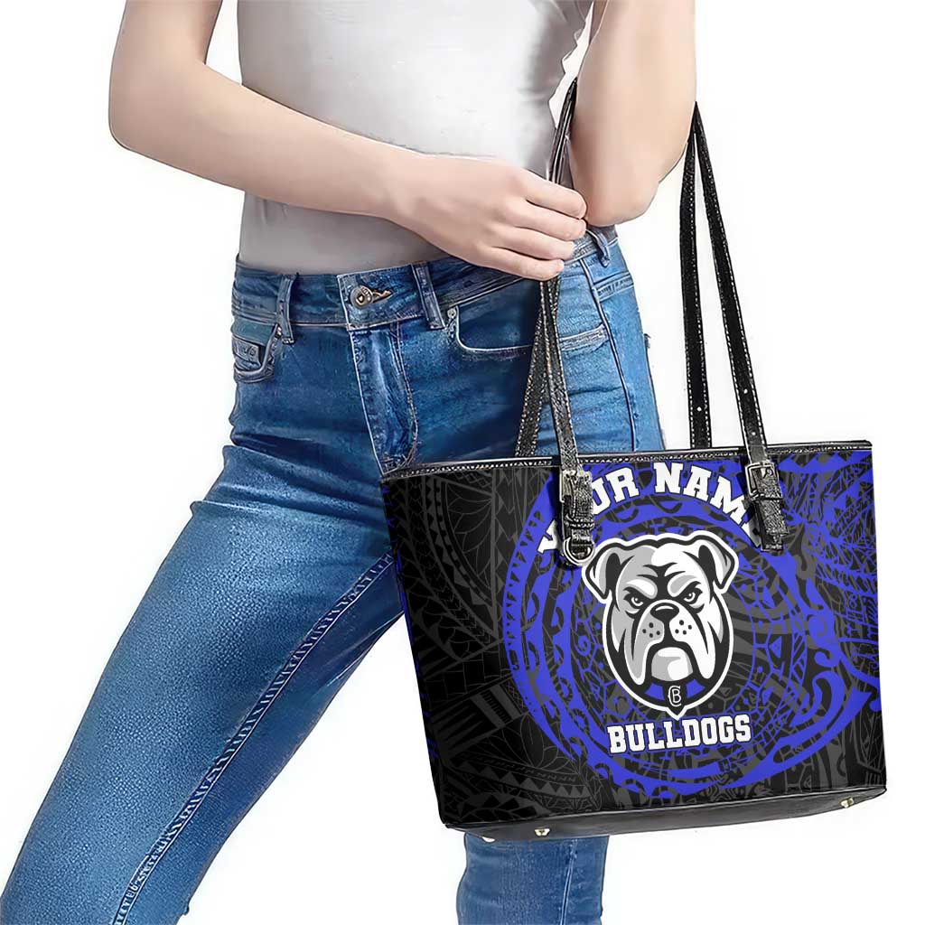Personalized Canterbury-Bankstown Bulldogs Leather Tote Bag Polynesian Tribal Chest and Sleeve Tattoo