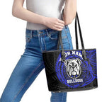 Personalized Canterbury-Bankstown Bulldogs Leather Tote Bag Polynesian Tribal Chest and Sleeve Tattoo