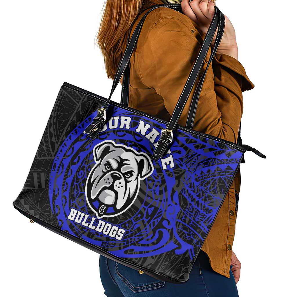 Personalized Canterbury-Bankstown Bulldogs Leather Tote Bag Polynesian Tribal Chest and Sleeve Tattoo