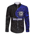 Personalized Canterbury-Bankstown Bulldogs Long Sleeve Button Shirt Polynesian Tribal Chest and Sleeve Tattoo