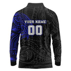 Personalized Canterbury-Bankstown Bulldogs Long Sleeve Polo Shirt Polynesian Tribal Chest and Sleeve Tattoo