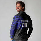Personalized Canterbury-Bankstown Bulldogs Long Sleeve Polo Shirt Polynesian Tribal Chest and Sleeve Tattoo