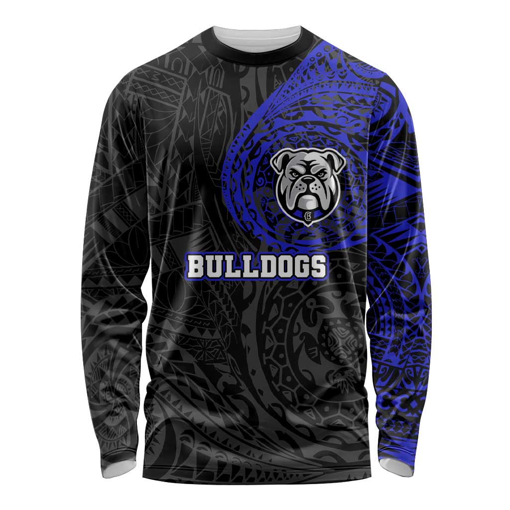 Personalized Canterbury-Bankstown Bulldogs Long Sleeve Shirt Polynesian Tribal Chest and Sleeve Tattoo