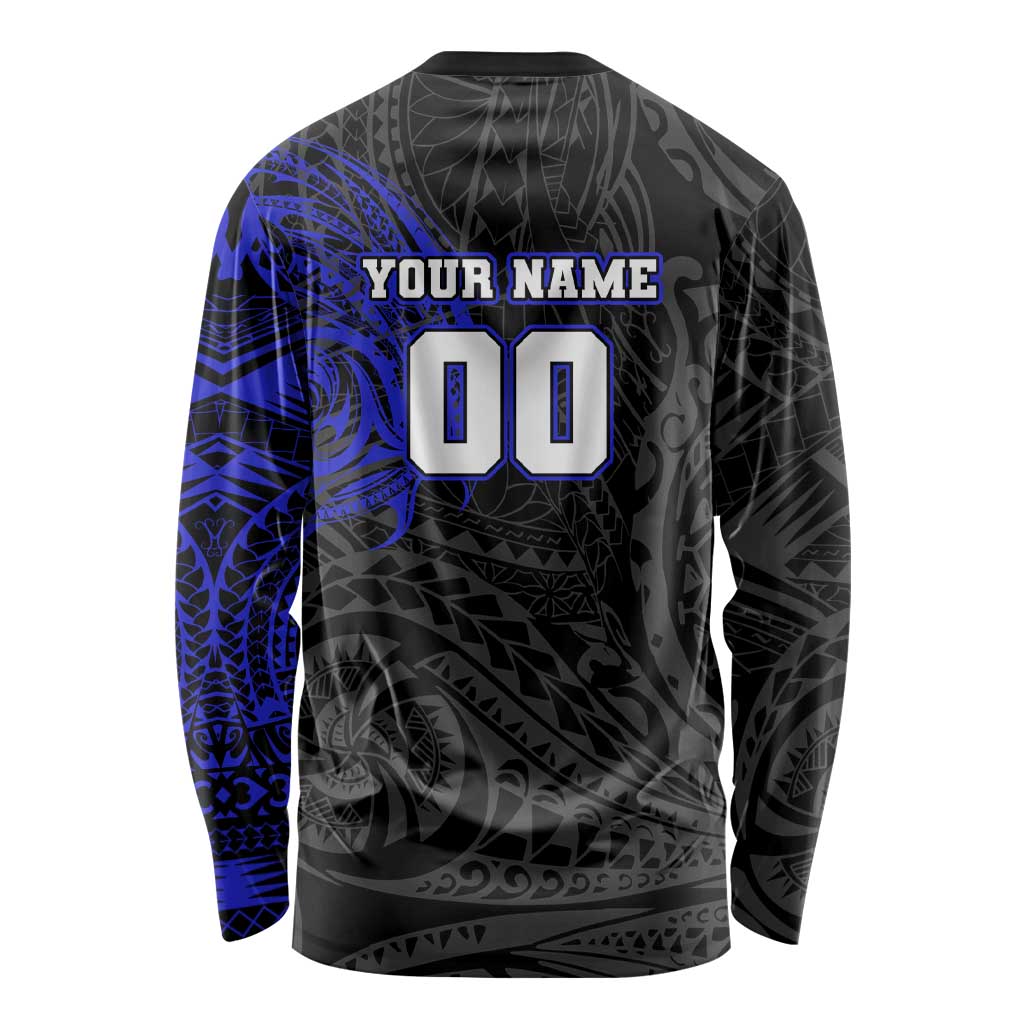 Personalized Canterbury-Bankstown Bulldogs Long Sleeve Shirt Polynesian Tribal Chest and Sleeve Tattoo