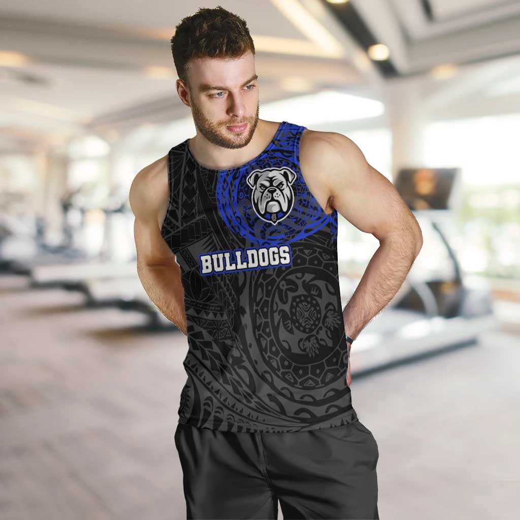 Personalized Canterbury-Bankstown Bulldogs Men Tank Top Polynesian Tribal Chest and Sleeve Tattoo