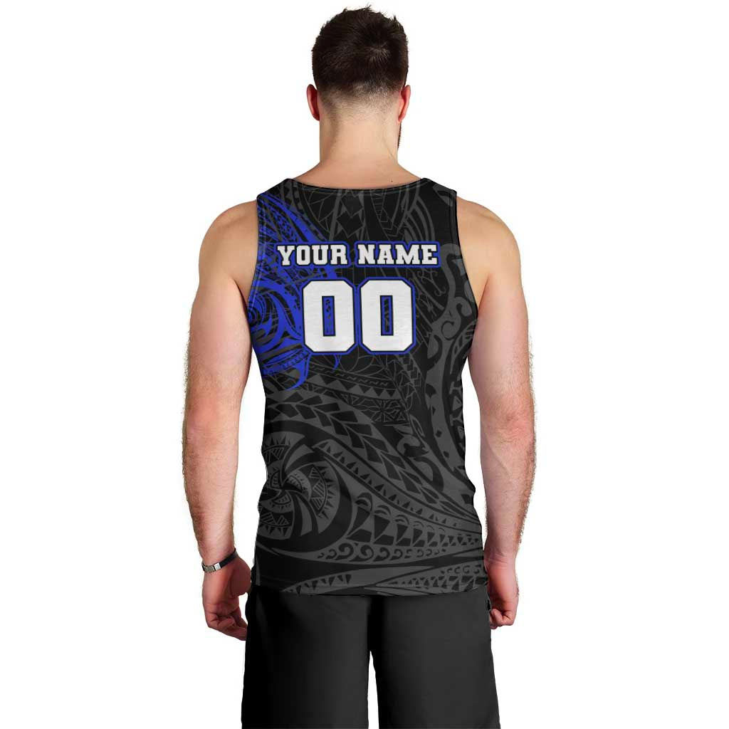 Personalized Canterbury-Bankstown Bulldogs Men Tank Top Polynesian Tribal Chest and Sleeve Tattoo