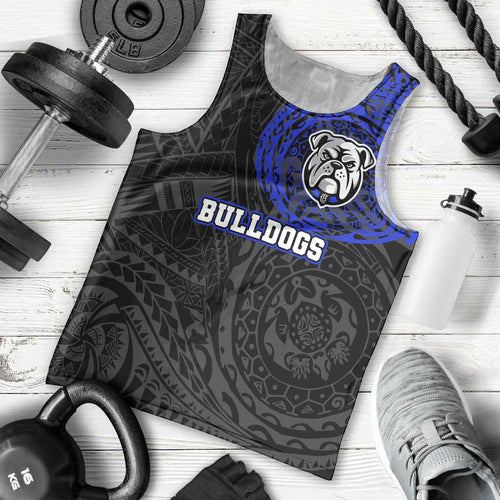 Personalized Canterbury-Bankstown Bulldogs Men Tank Top Polynesian Tribal Chest and Sleeve Tattoo