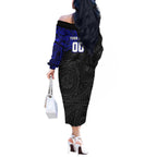Personalized Canterbury-Bankstown Bulldogs Off The Shoulder Long Sleeve Dress Polynesian Tribal Chest and Sleeve Tattoo
