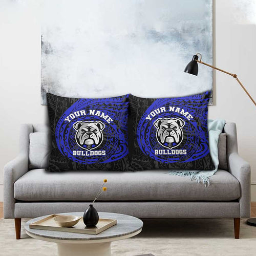Personalized Canterbury-Bankstown Bulldogs Pillow Cover Polynesian Tribal Chest and Sleeve Tattoo