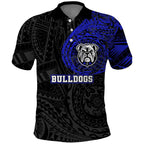 Personalized Canterbury-Bankstown Bulldogs Polo Shirt Polynesian Tribal Chest and Sleeve Tattoo