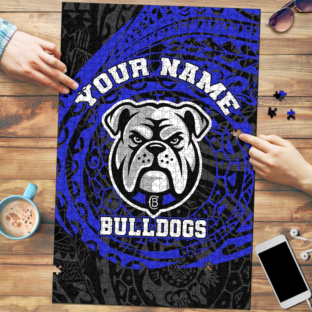 Personalized Canterbury-Bankstown Bulldogs Puzzle Polynesian Tribal Chest and Sleeve Tattoo