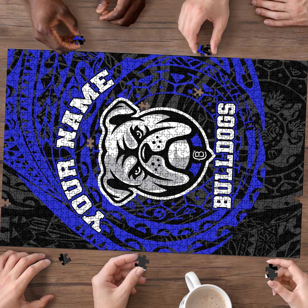 Personalized Canterbury-Bankstown Bulldogs Puzzle Polynesian Tribal Chest and Sleeve Tattoo