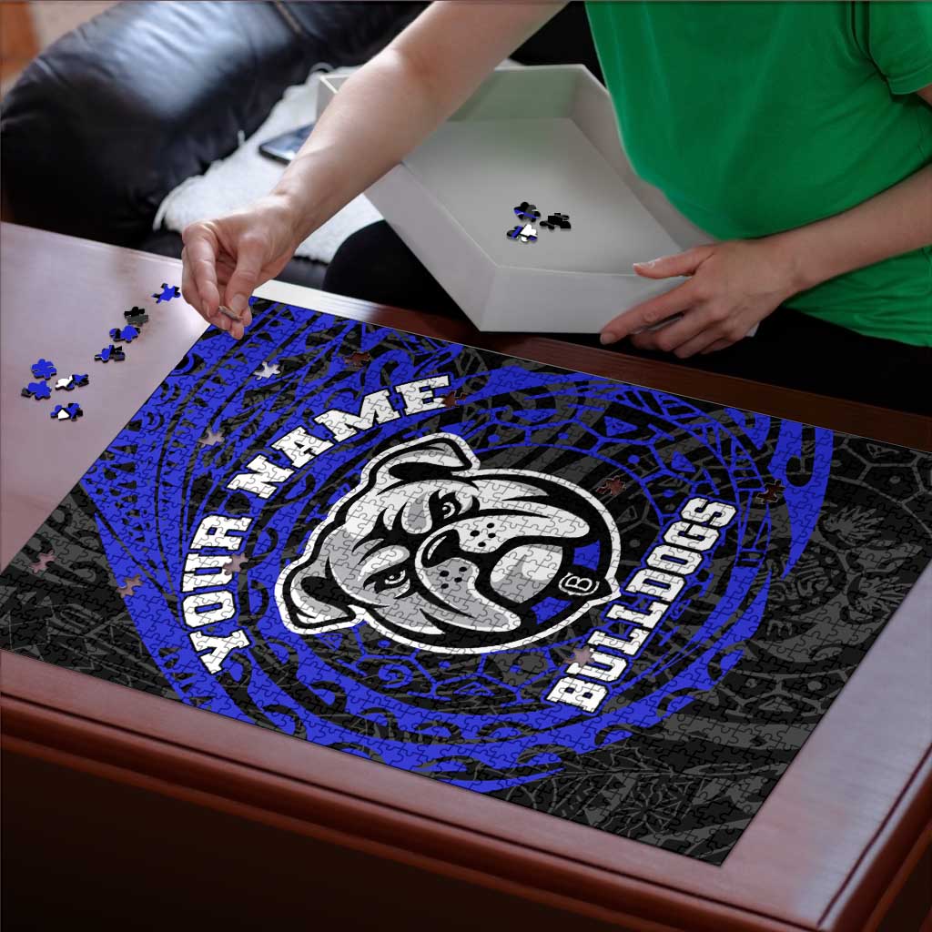 Personalized Canterbury-Bankstown Bulldogs Puzzle Polynesian Tribal Chest and Sleeve Tattoo