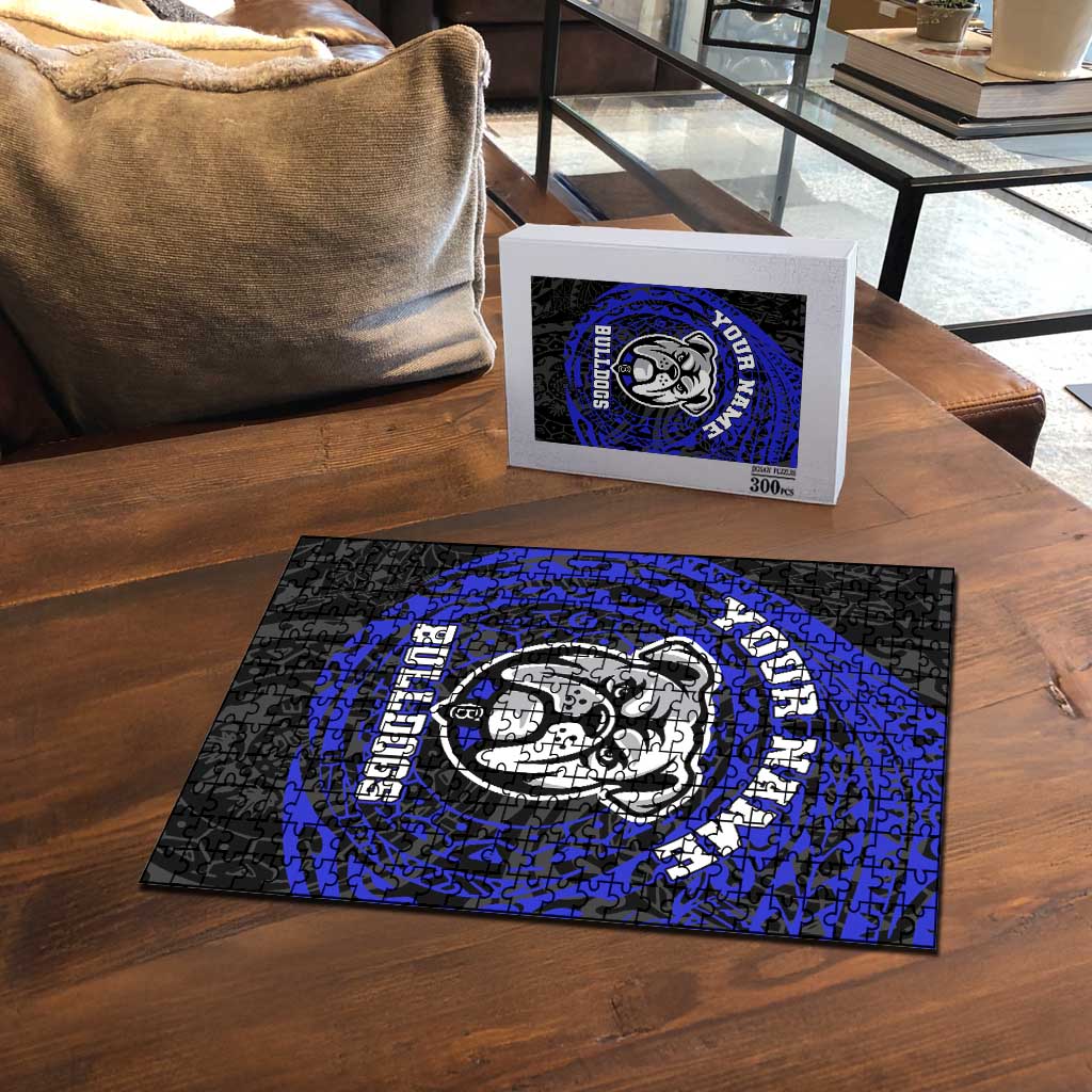 Personalized Canterbury-Bankstown Bulldogs Puzzle Polynesian Tribal Chest and Sleeve Tattoo