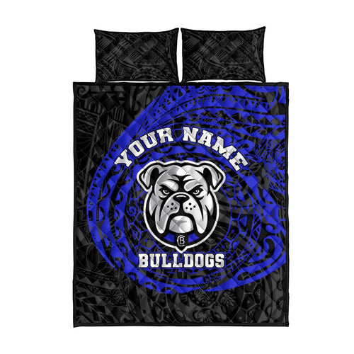 Personalized Canterbury-Bankstown Bulldogs Quilt Bed Set Polynesian Tribal Chest and Sleeve Tattoo