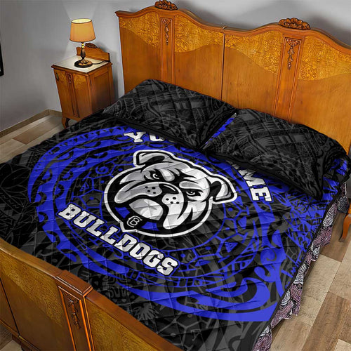Personalized Canterbury-Bankstown Bulldogs Quilt Bed Set Polynesian Tribal Chest and Sleeve Tattoo