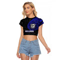 Personalized Canterbury-Bankstown Bulldogs Raglan Cropped T Shirt Polynesian Tribal Chest and Sleeve Tattoo