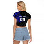 Personalized Canterbury-Bankstown Bulldogs Raglan Cropped T Shirt Polynesian Tribal Chest and Sleeve Tattoo