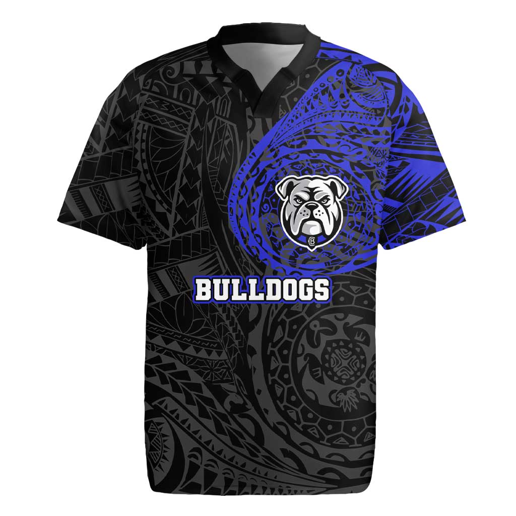 Personalized Canterbury-Bankstown Bulldogs Rugby Jersey Polynesian Tribal Chest and Sleeve Tattoo