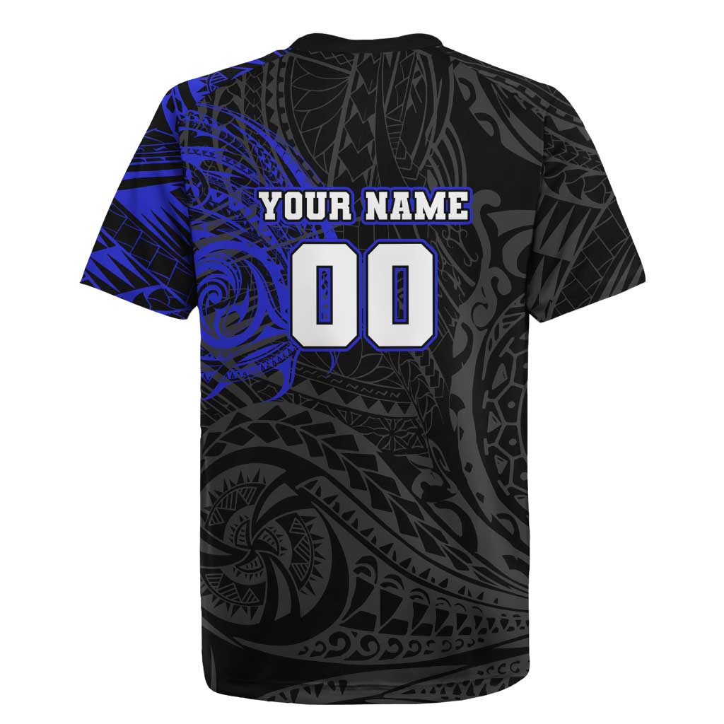 Personalized Canterbury-Bankstown Bulldogs Rugby Jersey Polynesian Tribal Chest and Sleeve Tattoo