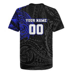 Personalized Canterbury-Bankstown Bulldogs Rugby Jersey Polynesian Tribal Chest and Sleeve Tattoo