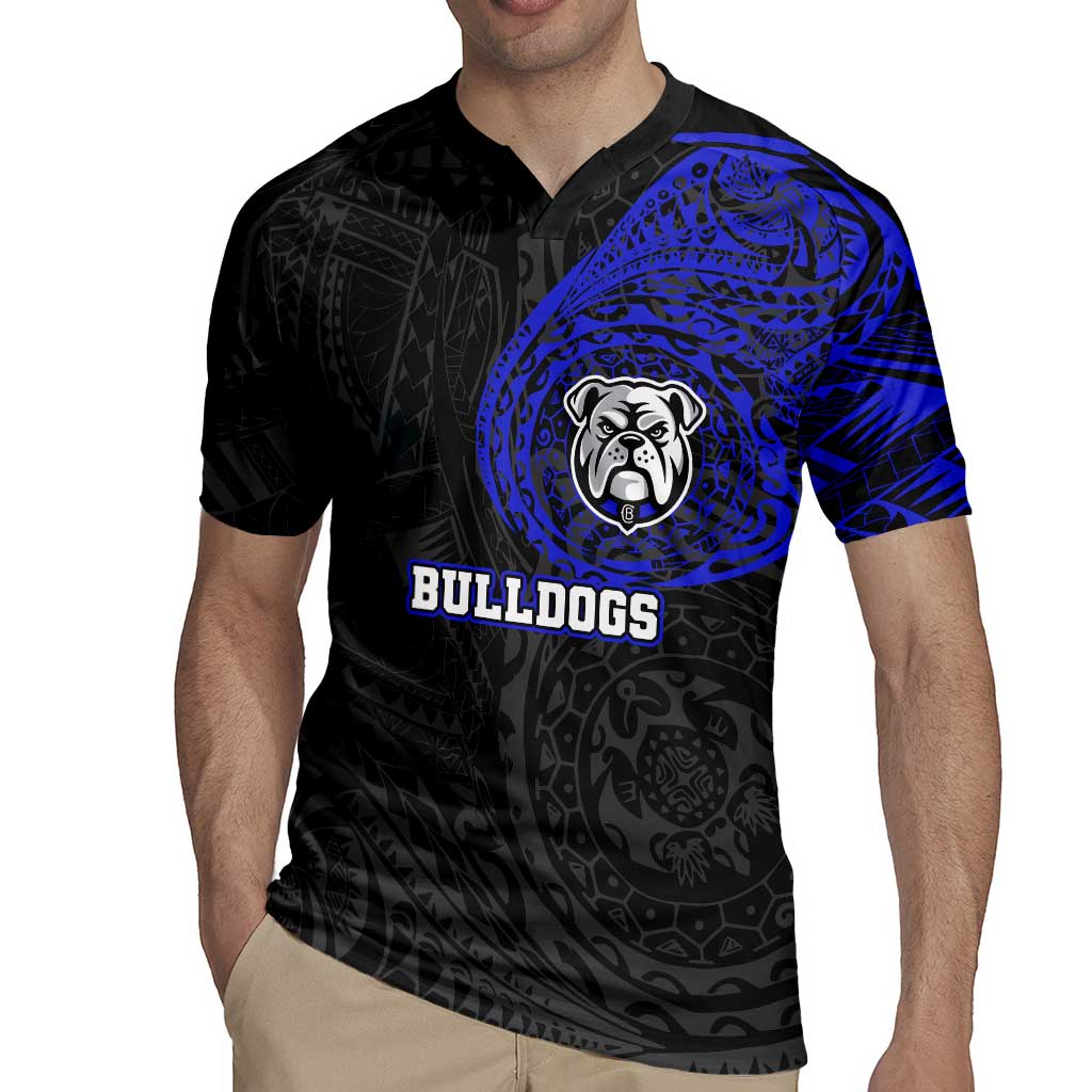 Personalized Canterbury-Bankstown Bulldogs Rugby Jersey Polynesian Tribal Chest and Sleeve Tattoo