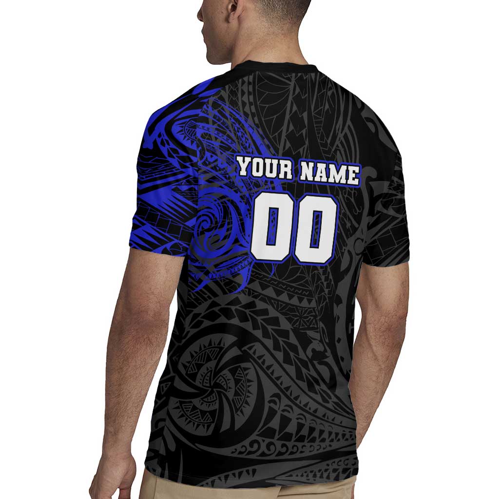 Personalized Canterbury-Bankstown Bulldogs Rugby Jersey Polynesian Tribal Chest and Sleeve Tattoo