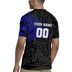 Personalized Canterbury-Bankstown Bulldogs Rugby Jersey Polynesian Tribal Chest and Sleeve Tattoo