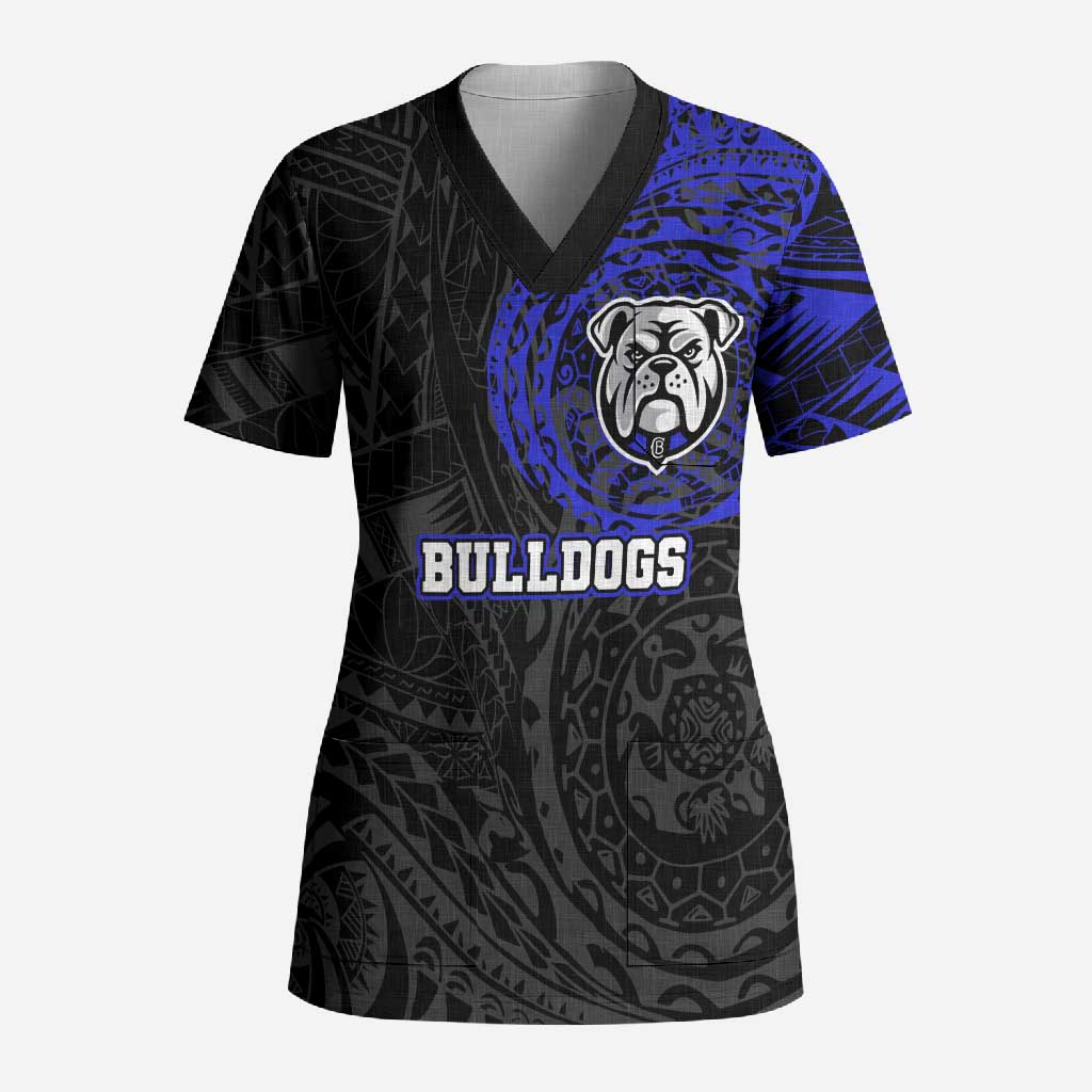Personalized Canterbury-Bankstown Bulldogs Scrub Top Polynesian Tribal Chest and Sleeve Tattoo
