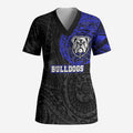 Personalized Canterbury-Bankstown Bulldogs Scrub Top Polynesian Tribal Chest and Sleeve Tattoo