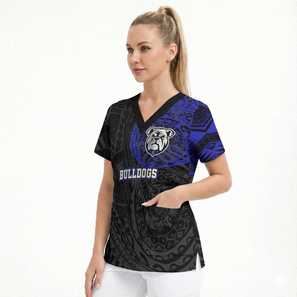 Personalized Canterbury-Bankstown Bulldogs Scrub Top Polynesian Tribal Chest and Sleeve Tattoo