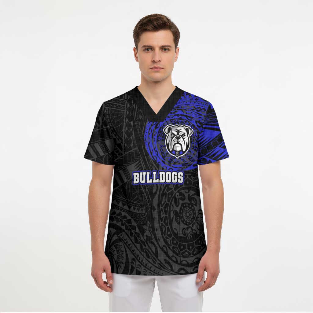 Personalized Canterbury-Bankstown Bulldogs Scrub Top Polynesian Tribal Chest and Sleeve Tattoo