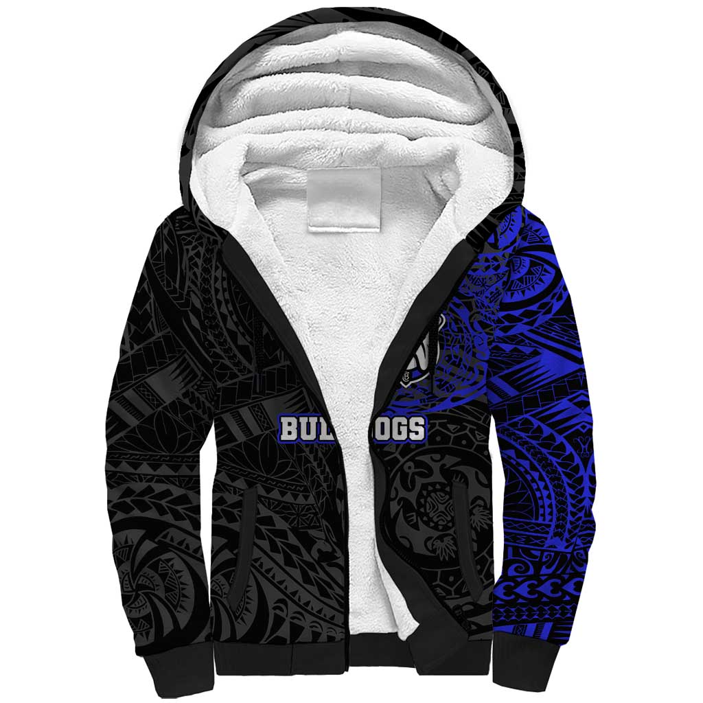 Personalized Canterbury-Bankstown Bulldogs Sherpa Hoodie Polynesian Tribal Chest and Sleeve Tattoo