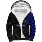 Personalized Canterbury-Bankstown Bulldogs Sherpa Hoodie Polynesian Tribal Chest and Sleeve Tattoo