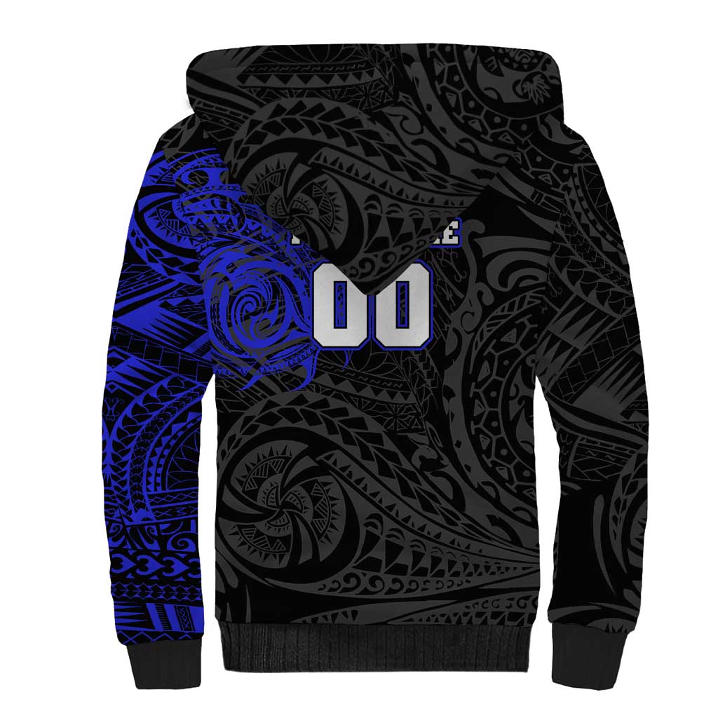 Personalized Canterbury-Bankstown Bulldogs Sherpa Hoodie Polynesian Tribal Chest and Sleeve Tattoo