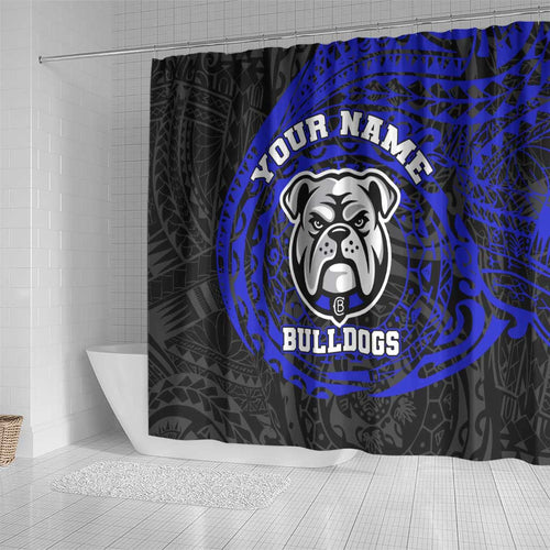 Personalized Canterbury-Bankstown Bulldogs Shower Curtain Polynesian Tribal Chest and Sleeve Tattoo